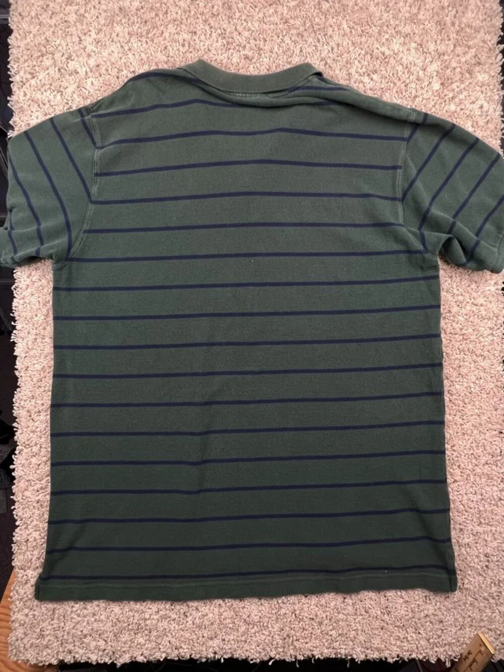 Ralph Lauren Polo Jeans Green Blue Striped Mens Short Sleeve Polo Shirt Size XL